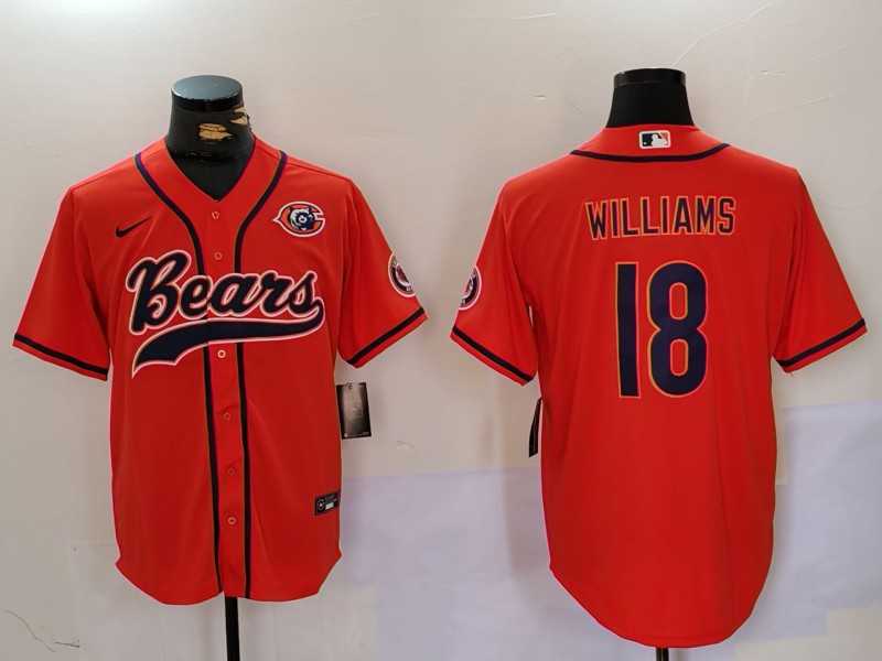 Men%27s Chicago Bears #18 Caleb Williams Orange Throwback With Patch Cool Base Stitched Baseball Jersey->chicago bears->NFL Jersey